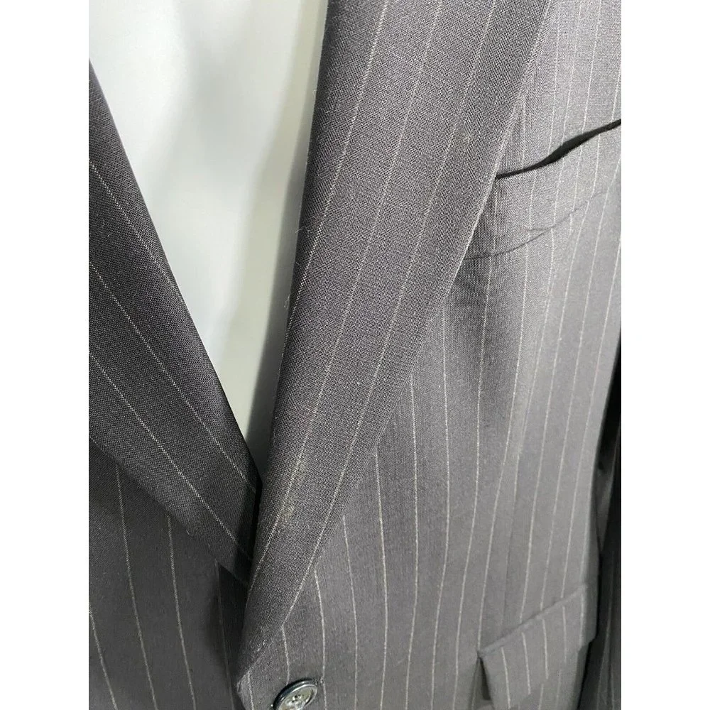 Brooks Brothers Brooksease Black Wool Striped 2 Button Blazer Jacket 43R